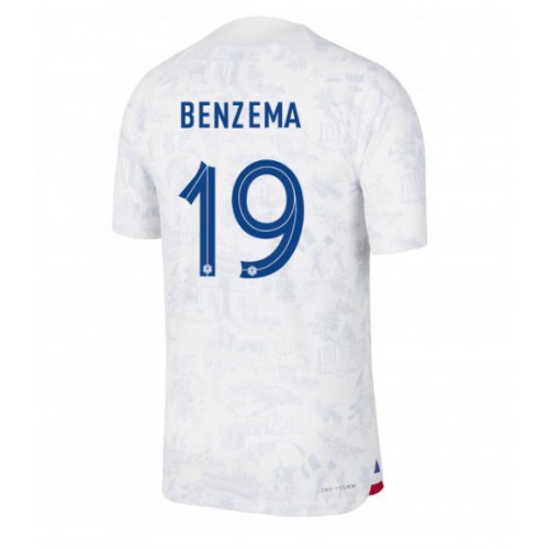 Maillot de foot France Karim Benzema #19 Extérieur Monde 2022 Manches Courte